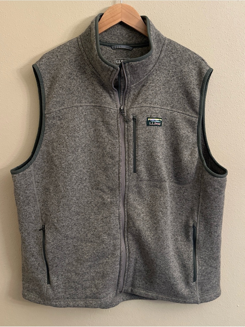 LL Bean Vest Mens XXL Slightly Firted Gray Green Full Zip Fall Outdoor
